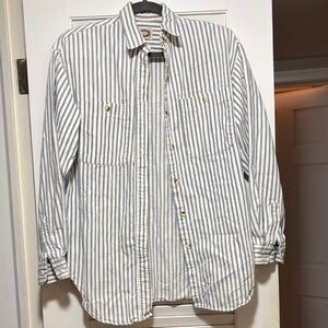 Vintage Banana Republic Jacket Womens Large White Blue Striped Shoulder Pads USA